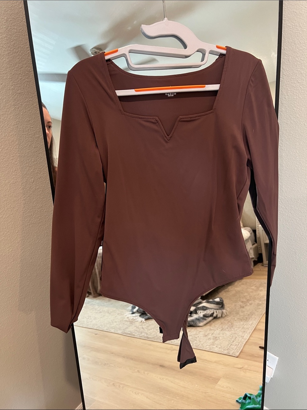Amazon Brown Long-Sleeve Square Neck Bodysuit